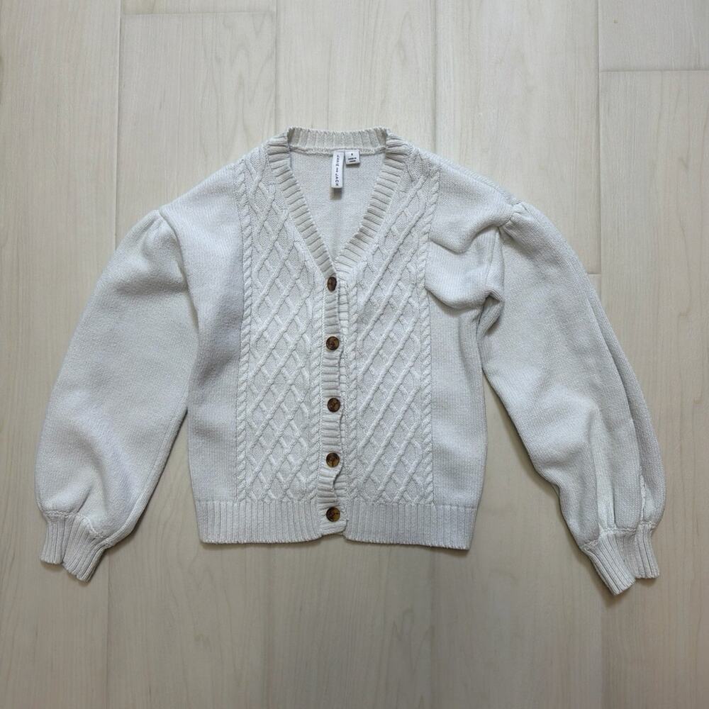 Janie and Jack Girl Cream and Sugar Cable Knit Cardigan Sweater